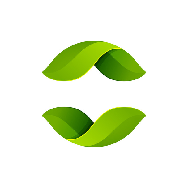 Abstract round green leaf logo - Vektör, Görsel