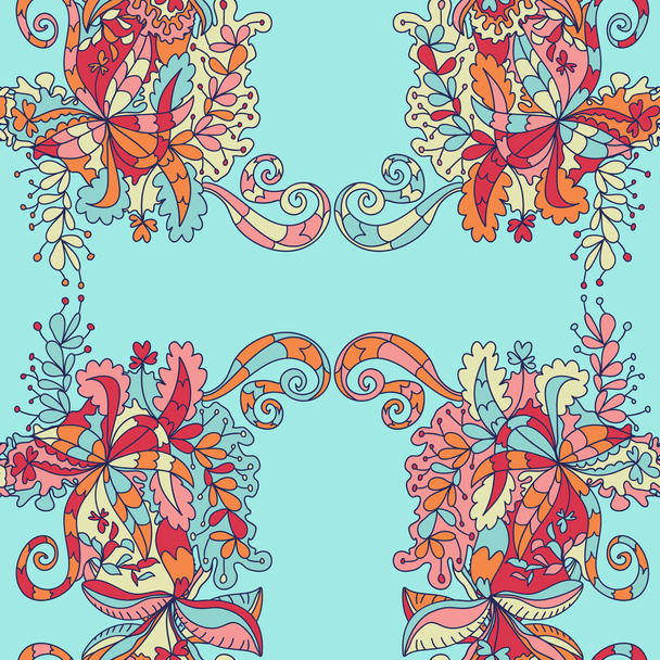 Abstract hand-drawn wave floral pattern - Vector, afbeelding