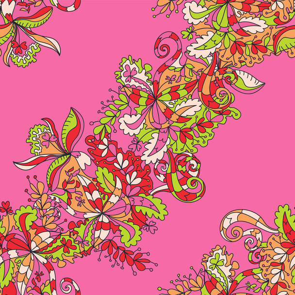 Abstract hand-drawn wave floral pattern - Vektor, obrázek