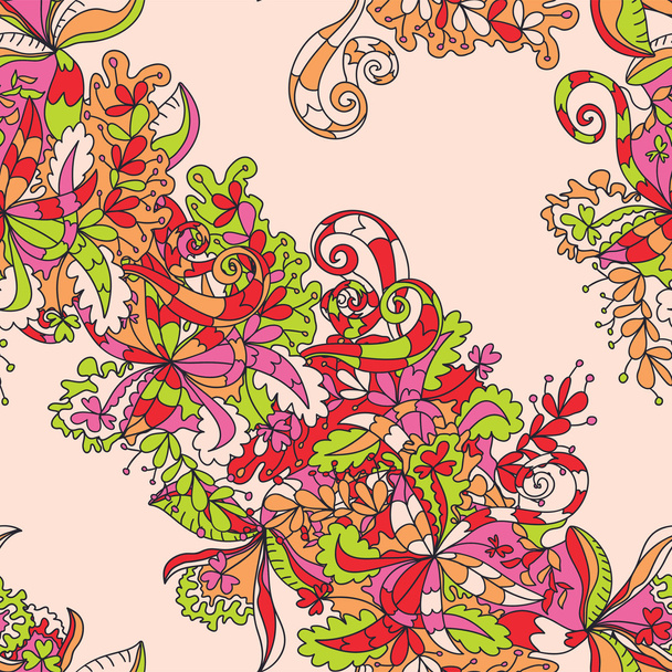 Abstract hand-drawn wave floral pattern - Vector, imagen