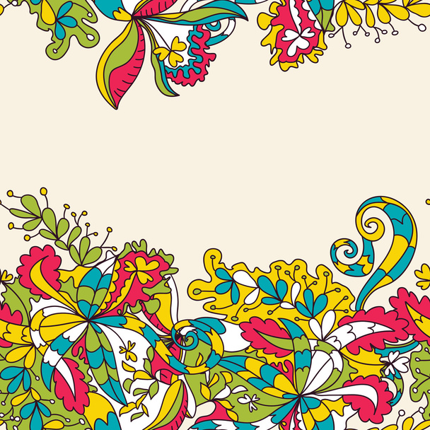 Abstract hand-drawn wave floral pattern - Vector, afbeelding