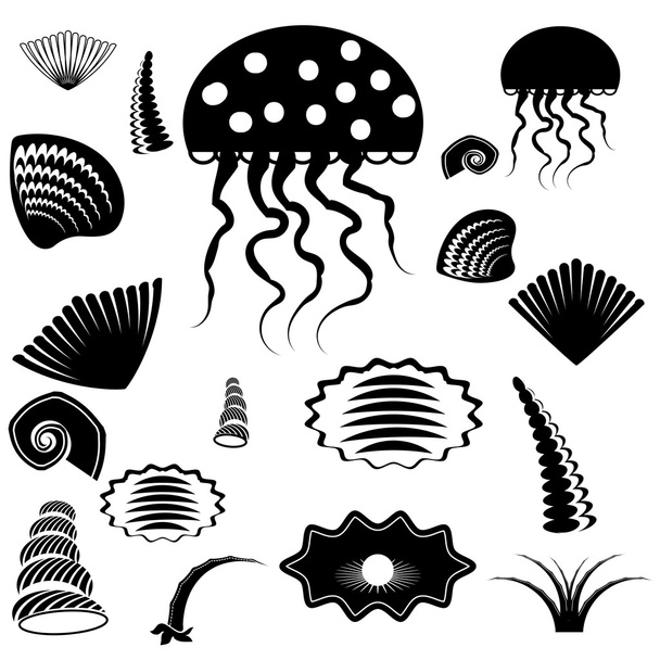 silhuetas de animais marinhos
  - Vetor, Imagem