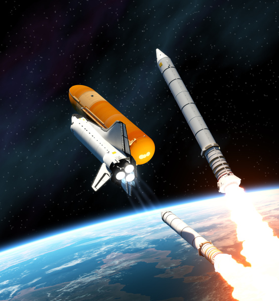 Spaceshuttle solide raket busters vrijstaand - Foto, afbeelding