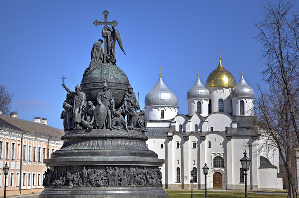 Saint Sophia Cathedral and Monument to the Thousand Years of Russia (Millennium of Russia). Veliky Novgorod, Russia - Φωτογραφία, εικόνα