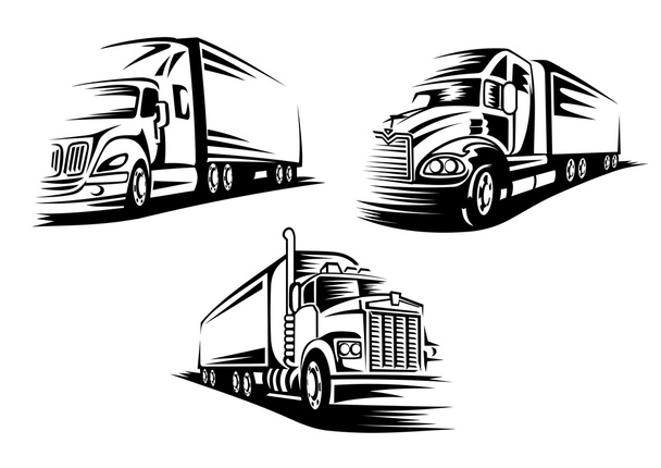 Silhouettes of delivery cargo trucks - Vector, Image