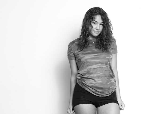 Curvy Young Woman With Curly Hair - Foto, Imagem