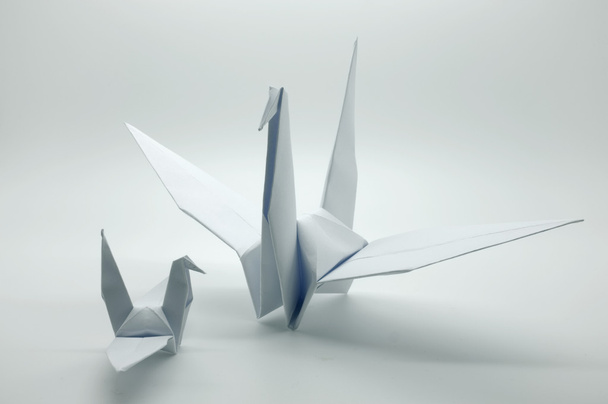 Beyaz origami turna, kuş, kağıt - Fotoğraf, Görsel
