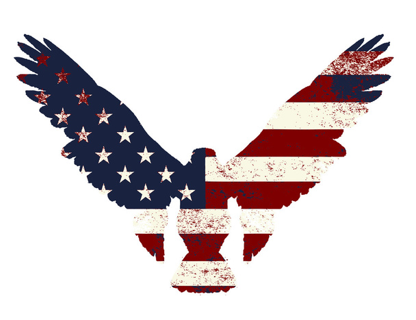 bird in american flag - Vector, Image