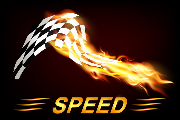 Speed flag in fire - Vector, Image