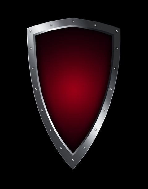 Red heraldic shield with riveted border. - Valokuva, kuva