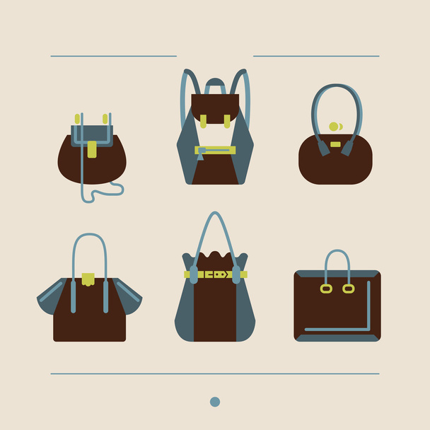 collection of woman bags and purses vector illustration  - Vector, Image