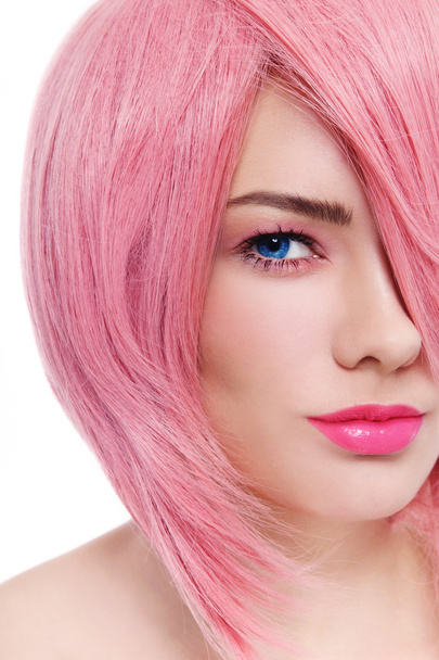 beautiful woman with pink hair - Photo, Image