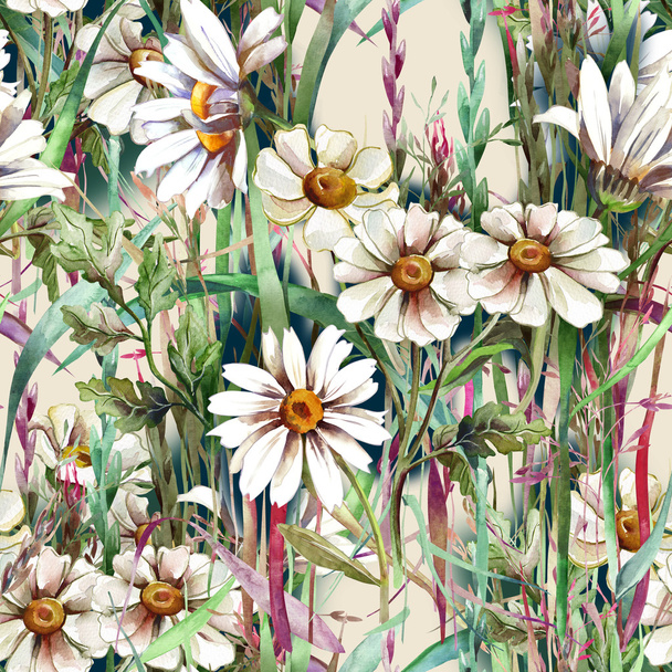 Summers Flowers Seamless Pattern - Zdjęcie, obraz