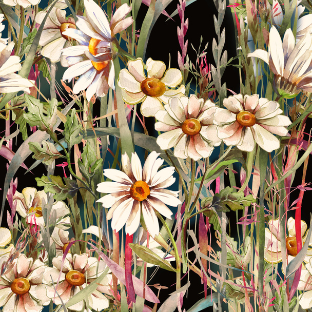 Summers Flowers Seamless Pattern - Photo, image