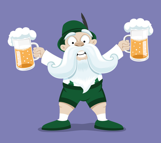 Bavarian man with beer. - Vector, Imagen