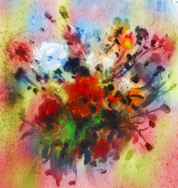 Colored flowers, watercolor painting - Photo, Image