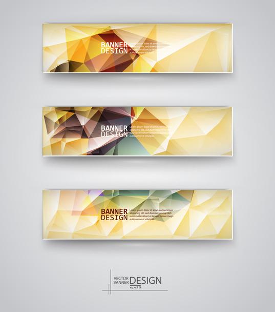 Reihe von Bannern mit mehrfarbigen, polygonalen Mosaikhintergründen - Vektor, Bild