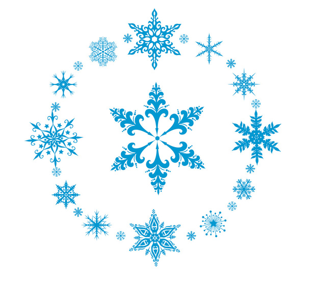 στρογγυλεμένες διακοσμητικές νιφάδες χιονιού - Διάνυσμα, εικόνα