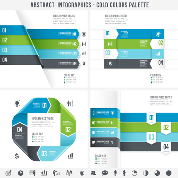 Cold Colors Abstract Infographics set 2 - Vector, Image