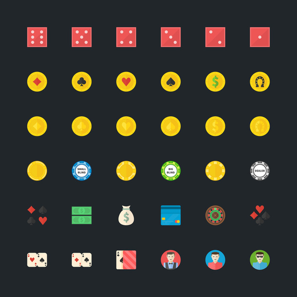 Casino or Poker icons set - Vector, afbeelding