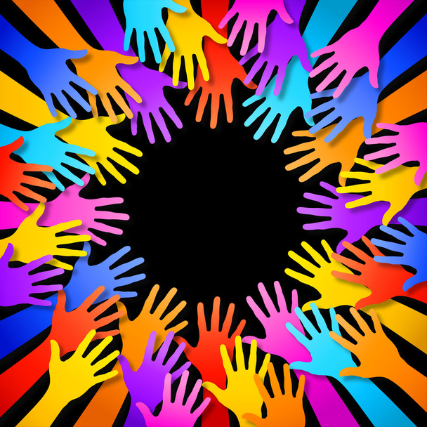 Vector Colorful Hands Frame - Vector, Image