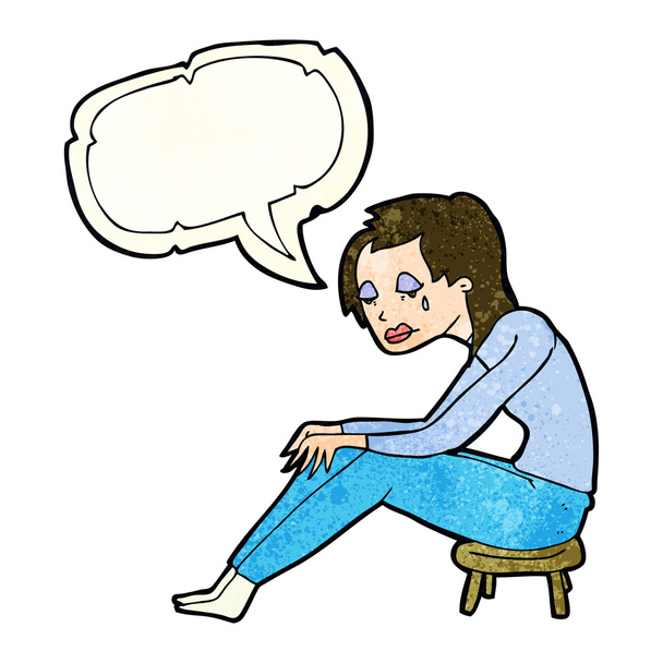 dibujos animados llorando mujer con el habla burbuja
 - Vector, Imagen