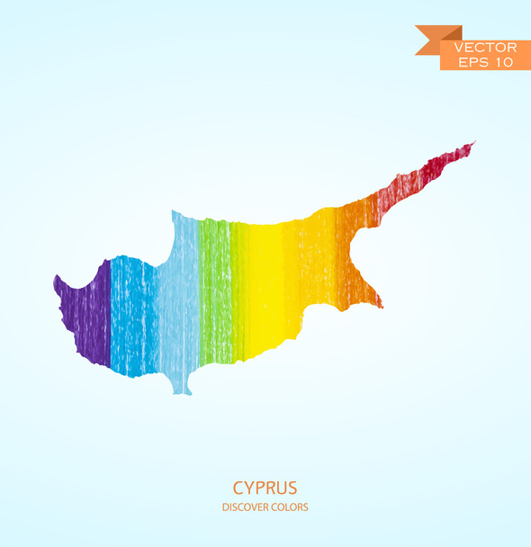 Watercolor sketch map of Cyprus - Vektor, kép