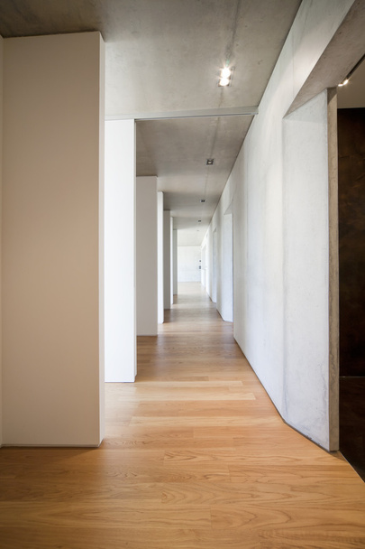 モダンな内装のアパート、長い廊下 - 写真・画像