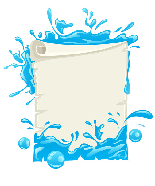 Placard paper blank template with water splashes - Vector, Image