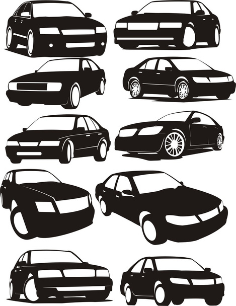 Set car silhouette - Vector, Image