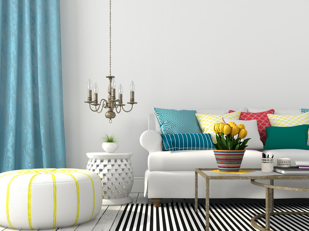 Living room with colorful pillows - Photo, Image