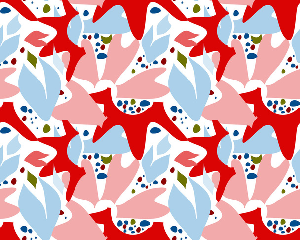 Seamless abstract flower pattern with decorative shapes - Διάνυσμα, εικόνα