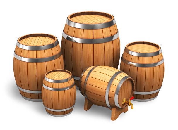 Set of wooden barrels - Zdjęcie, obraz