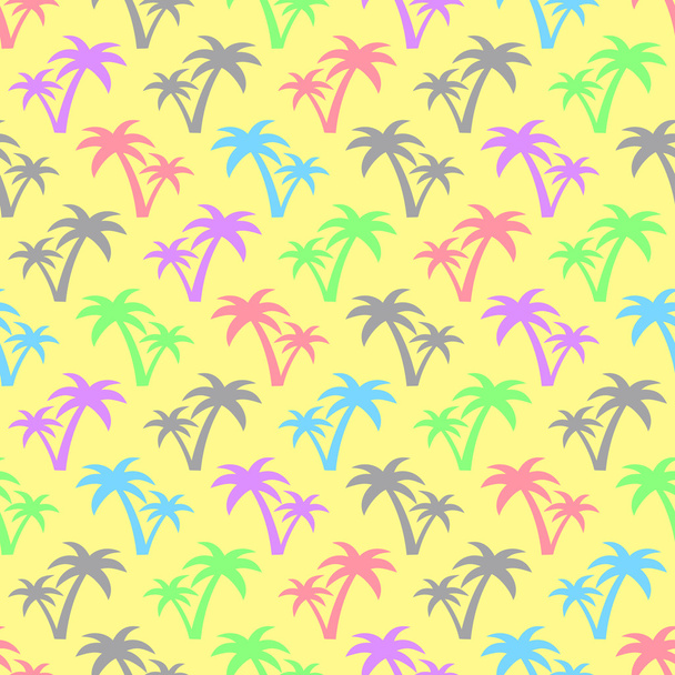 roztomilý letní vícebarevné pozadí. bezešvé vzor s kokosových palem - Vektor, obrázek