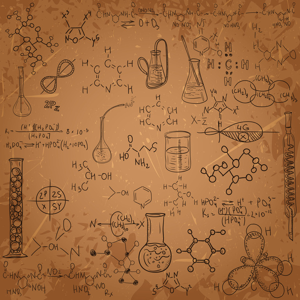 Antiguo conjunto de patrones de laboratorio de química. Fondo vector Vintage
 - Vector, Imagen