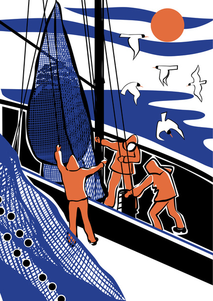 риболовля на морі
 - Вектор, зображення