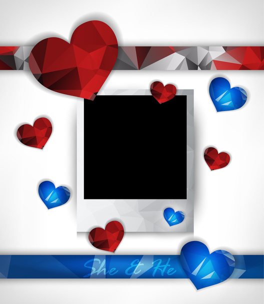 Moldura de foto vetorial para casais apaixonados por corações
 - Vetor, Imagem