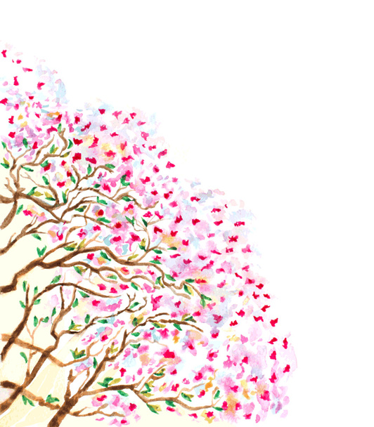 abstract watercolor branches of blossoming tree. vector illustra - Vektör, Görsel