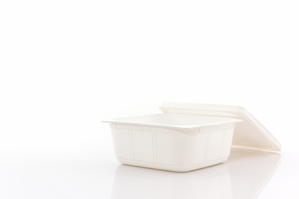 White plastic food box on white background. - Φωτογραφία, εικόνα