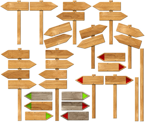 aantal directionele houten borden met pool - Foto, afbeelding