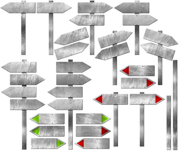 Set di segni metallici direzionali con palo
 - Foto, immagini