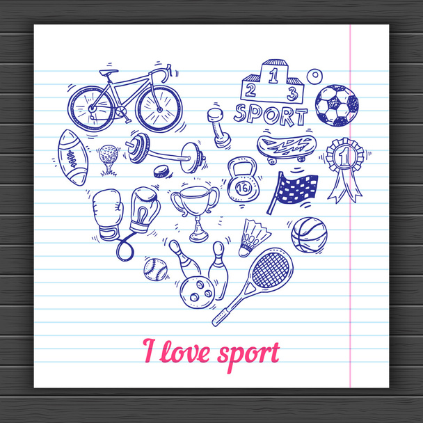 Eu amo esporte conjunto
 - Vetor, Imagem