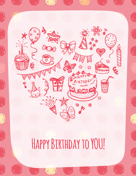 Happy birthday greeting card - Vettoriali, immagini