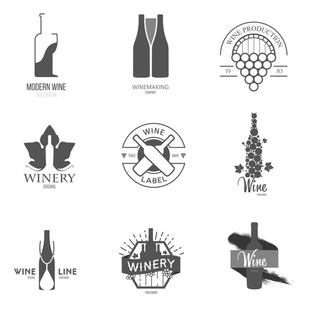 Logo inspiration with wine - Vettoriali, immagini