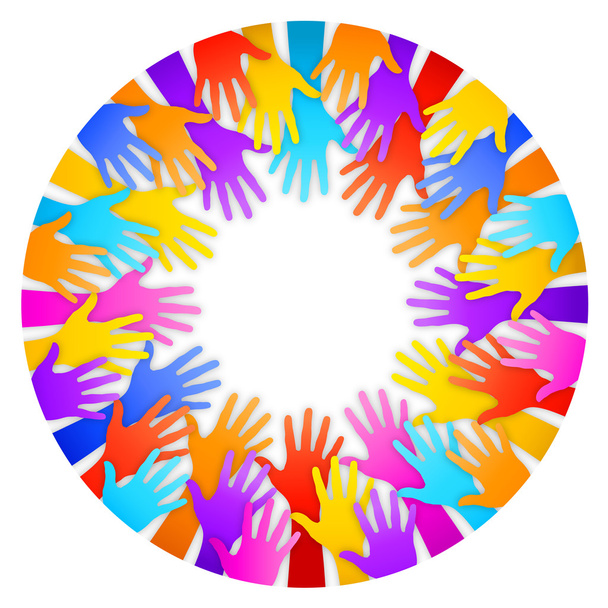 Vector Colorful Hands Frame - Vector, Image