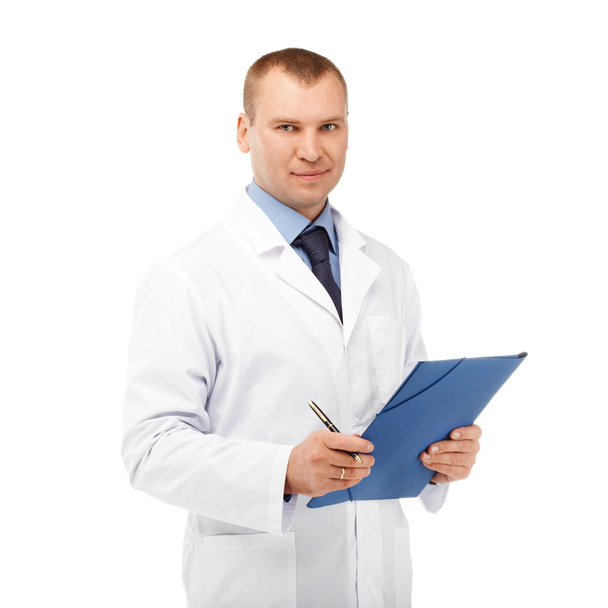 Retrato de um jovem médico masculino em um casaco branco
  - Foto, Imagem