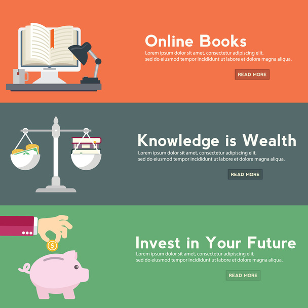 online book store, education savings - Вектор, зображення
