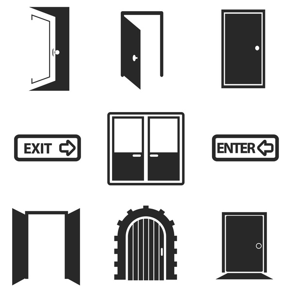 Különböző ajtók web ikonok - Vektor, kép