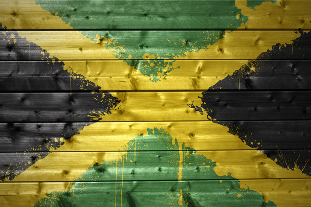 木製の質感ジャマイカ国旗を塗り - 写真・画像