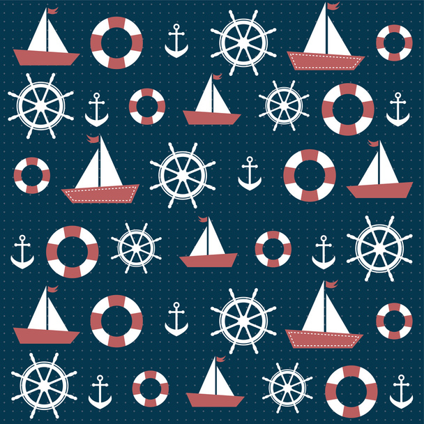 background with anchors and boats - Vetor, Imagem